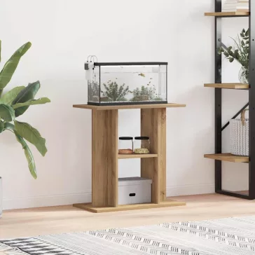   vidaXL kézműves tölgy színű szerelt fa akváriumállvány 60x30x60 cm