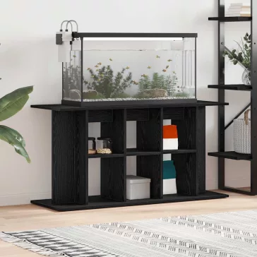 vidaXL fekete tölgyfa akváriumállvány 120 x 40 x 60 cm